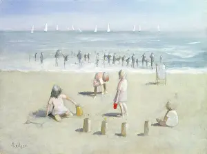 Sandcastles: Children on the Beach with sandcastles