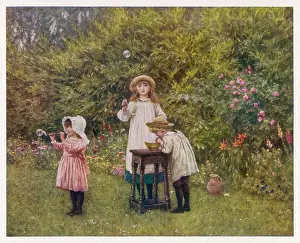 Smocked: CHILDREN BLOWING BUBBLES