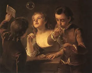 Mercier: Three Children Blowing Bubbles