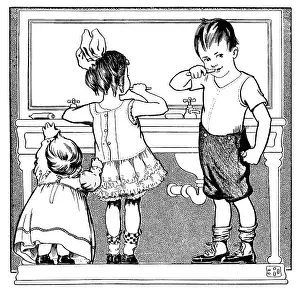Brushing: Children brushing their teeth