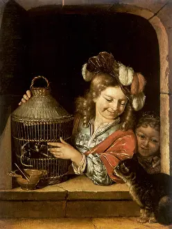 Caged: Children with Caged Bird and Cat