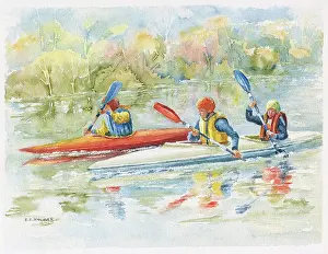 Canoeing: Children Canoeing on River