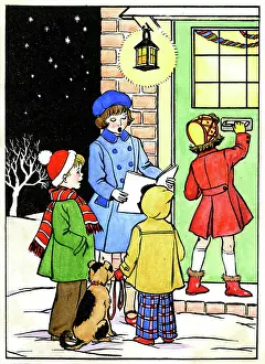 Knocking: Children carol singing
