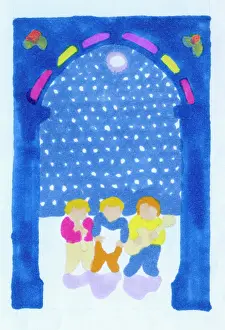 Shawn: Three Children Carol Singing in the Snow