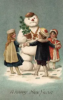 Snowman: Children circle Snowman