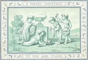 David Pearson: Four children in a classical scene on a Christmas card