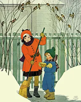 Chore: Children Clearing Snow