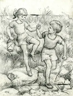 Wheeler: Children climbing down to the beach