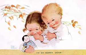Sorry: Two children crying over a sick dolly