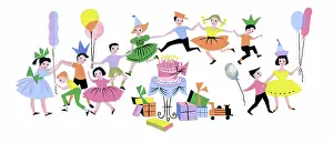 Esme: Children dancing beside birthday cake