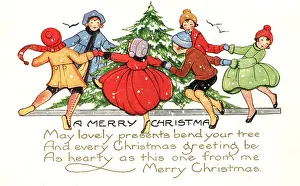 Scarves: Children dancing around a Christmas tree