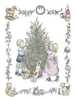 Miyuki: Children decorating a Christmas tree
