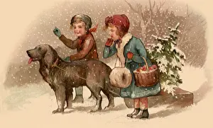 Snowstorm: Children and Dogsled