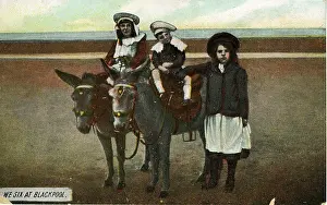 Donkeys: Children on Donkeys, Blackpool, Lancashire
