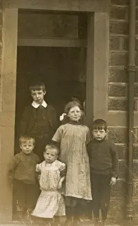Doorstep: Five children on a doorstep