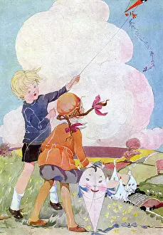 Kites: CHILDREN FLY KITES 1920S