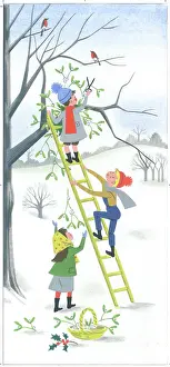 Propped: Children gathering mistletoe