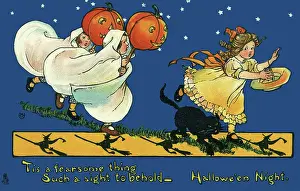 Scaring: Children with Jack-o'lanterns