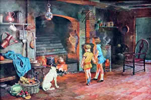 Inglenook: Children by a kitchen hearth