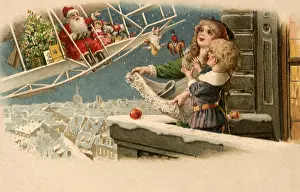 Winsch: Children Look up at Santa in an Airplane