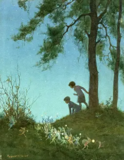 Processions: Two children looking down at fairy parade
