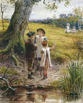 Kilburne: Five Children in a Meadow ' three by stream