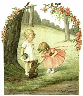 Bunny: Two children meet the Easter bunny in the woods
