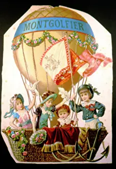 Pioneering: Four children in a Montgolfier balloon