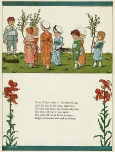 Cortege: Eight children mourning a dead bird