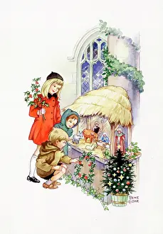 Cloke: Children with Nativity scene