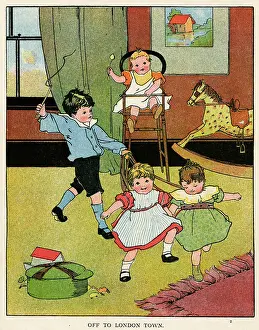 Highchair: Children in nursery, 1905