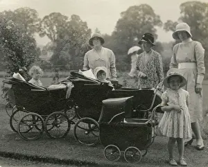 Dunning: Children with their nurses and prams at Oddington House