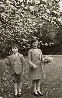Two children at Oddington House, Gloucestershire