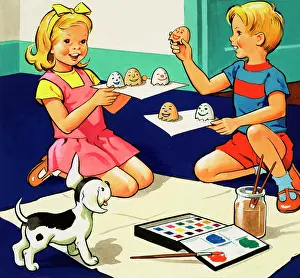 Sandles: Children painting eggs