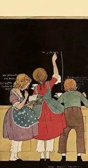 Chalkboard: Children perform Arithmetic on Blackboard