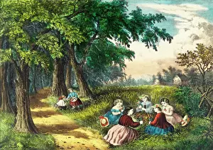 Childhoods: Children picking flowers in the forest