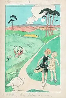 Peto: Children picking fruit, one fallen over