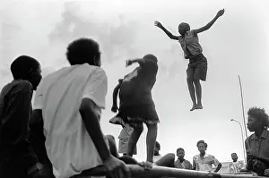 Trampoline: Children play on trampoline in Dobsonville
