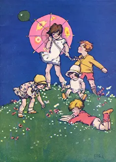 Parasols: Children playing