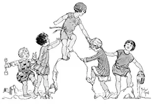 Sandcastle: Children playing at the beach