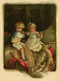 Cradle: Two children playing Cat's Cradle