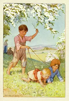 Printedcopy: Children playing in countryside