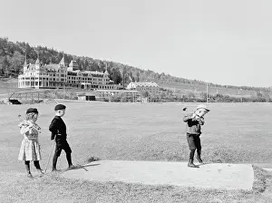 Pleasant: Children playing golf driving from the 9th tee, Mount Pleasa