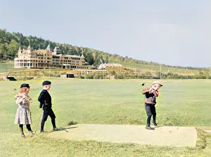 Pleasant: Children playing golf driving from the 9th tee, Mount Pleasa