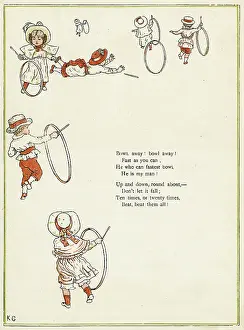 Hoops: Children playing with hoops and sticks