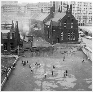 Playgrounds: Children playing in a playground in Sheffield