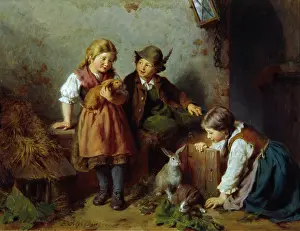 Schlesinger: Children playing with rabbits
