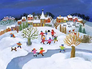 Jane Gordon Clark: Children playing in the Village snow