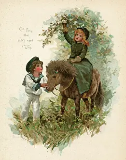 Ponys: CHILDREN WITH PONY 1890