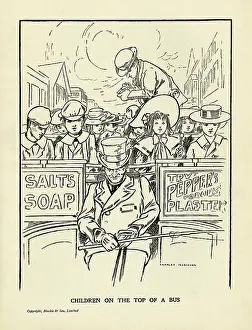 Plasters: Children ride on the top deck of an open omnibus